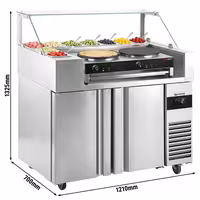 Pripremni rashladni pult - 1210x700 mm - 2 vrata - za 9x GN 1/6 - uklj. Aparat za palačinke – s 2 ploče