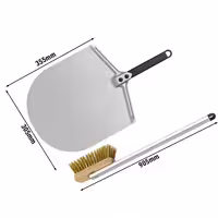 (2 kom) Lopata za pizzu - anodizirani aluminij - ekstra lagana kvaliteta - 355x305 mm & Četka za pizza pećnicu