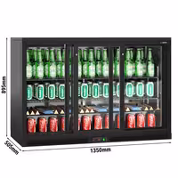 Barski hladnjak - 1350 mm - 320 l - s 3 klizna staklena vrata - crna izvana i iznutra