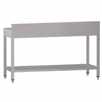 Delovna miza iz nerjavečega jekla ECO – 1800 x 600 mm – z dnom in robom