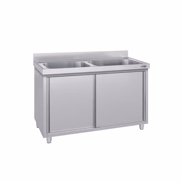 Sudoper s ormarićem ECO - inox - 1400 x 600 mm - sa 2 korita - korita sredina