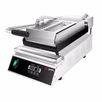 Grelhador de contacto / Grelhador Panini Profissional - 2,8kW - Digital - placas: superior e inferior estriadas - Área de grelha: 223x380mm