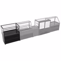 Commercial cake display fridge TORONTO - 1300mm - Double glazing - square - with 3 shelves - rear sliding mirrored glass doors - black front