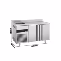 Rashladni pult PREMIUM - 1430x720 mm - 270 l - Ventilirano hlađenje - s 2 vrata - s 1 korita - Leđni podignuti rub