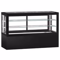 Commercial cake display fridge - 990L - 2010mm - Double glazing - square - with 2 shelves - rear sliding door - for patisserie - Black
