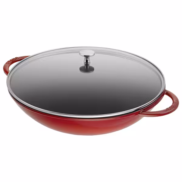STAUB | SPECIALITIES - Wok met glazen deksel - Ø 370mm - Gietijzer - Kersenrood