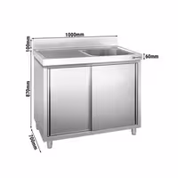 Sudoper s ormarićem PREMIUM - inox - 1000 x 700 mm - s 1 koritom - korito desno
