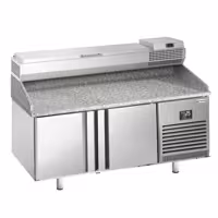 Stół chłodniczy do pizzy PREMIUM PLUS - 1738x800mm - z blatem granitowym - 2‑drzwiowy - z nadstawką chłodniczą - 6x GN 1/3