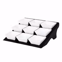 Etagere / Buffet Stand - Black - Powder-coated stainless steel - square - incl. 9 Melamine bowls 90x90mm - with 9 shelves - suitable for square small bowls