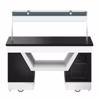 Cold buffet counter – with cooling plate – 1670 mm – for 4x GN 1/1 – incl. plate rack and castors