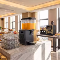Commercial Juice Dispenser - 1x polycarbonate tank with tap & paddle agitation - 18 Litres - 290W - Black - incl. drip tray