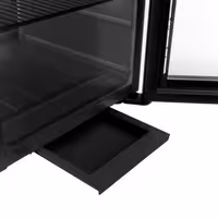 GASTRO-COOL | Commercial Promotional Display Fridge with illuminated canopy – 21 L – single glass door – black