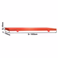 Vágólap - 1000x700 mm - Vastagság: 40 mm - HACCP - HDPE 500 - piros - 4 stopperrel - csúszásgátló, higiénikus