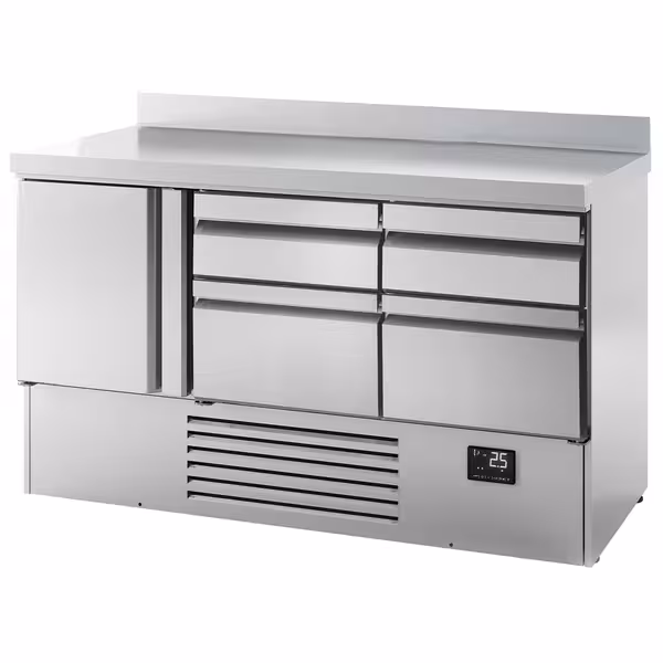 Rashladni pult PREMIUM PLUS - 1460x700 mm - 355 l - s 1 vrata - s 4 ladica - Ventilirano hlađenje - Podignuti rub