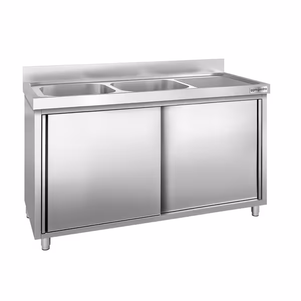 Sudoper s ormarićem PREMIUM - inox - 1400 x 700 mm - sa 2 korita - korita lijevo