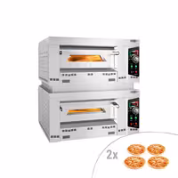 Gas Deck Pizza Oven - Twin Deck - Refractory Stone Deck - 4+4 x Ø 34cm (13.4") - 230V Single Phase - Mechanical Controls - up to 450°C