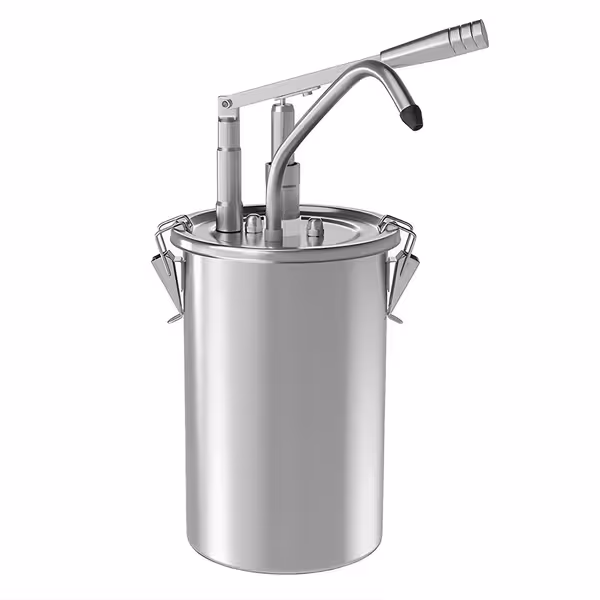 Dozator sosuri - oțel inoxidabil (pompă cromată) - 4,5 litri - dozare 40 ml - 200x260x400 mm - cu Recipient