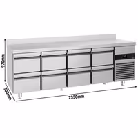 Rashladni pult PREMIUM - 2330x700 mm - 632 l - Ventilirano hlađenje - s 8 ladica - Podignuti rub
