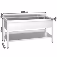 PREMIUM sudoper za pranje posuđa – 2000 x 600 mm – s jednom zdjelom
