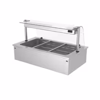 Toplovodna kupka električna ugradbena - 1135 mm - 2,19 kW - 3x GN 1/1 - sa zaštitnim staklom