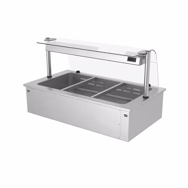 Sähkökäyttöinen vesihaude - 2,19 kW - 3x GN 1/1 - suojalasi