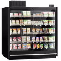 (2 pcs) Commercial multideck display fridge - 3750mm - 4 hinged glass doors & 5 shelves - Black