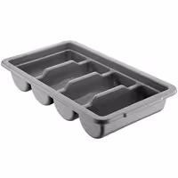 Kutija za pribor za jelo - s 4 odjeljaka - s poklopcem - 537x301 mm - Visina: 120 mm - polipropilen - siva