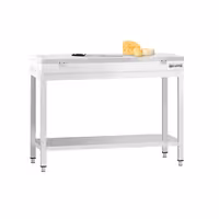 Masă de lucru din oțel inoxidabil PREMIUM – 1000 x 700 mm – cu blat de bază – inclusiv placă de tăiere albă