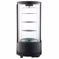 Countertop 4-Sided Glass Display Fridge - Double glazing - round - 73L - 503mm - with 4 rotating shelves - 1 glass door - for patisserie - Black