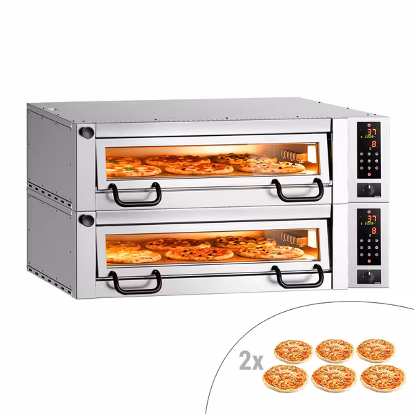 Electric Deck Pizza Oven Power - Twin Deck - Refractory Stone Deck - 6+6 x Ø 34cm (13") - Touchscreen Controls
