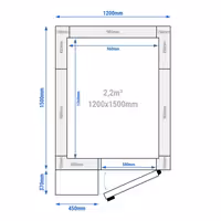 Zamrzivačka komora - 1200x1500 mm - 2,20 m³ - uklj. zamrzivački agregat i PVC lamele - -20/-10 °C