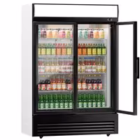 Frigorífico expositor de bebidas - 1295mm - 880L - com 2 portas de batente em vidro - com indicação/painel digital de temperatura - Preto