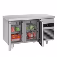 Commercial Counter Fridge PREMIUM - 1400x700mm - glass doors - capacity 281 litres