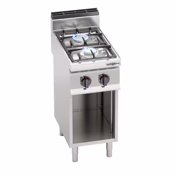 Cucina a gas professionale - LORENZO 700 - 400x714x1070mm - 9,5 kW - 2 fuochi - su vano aperto