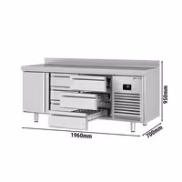 Commercial Counter Fridge PREMIUM PLUS - 1960x700mm - with 1 door - 6 drawers [1/3] - with upstand - capacity 465 litres