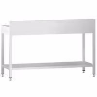 Rozsdamentes acél munkaasztal PREMIUM - 1600x700 mm - alsó polccal & hátsó peremmel