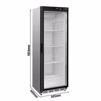 GASTRO-COOL | Hladnjak sa staklenim vratima nehrđajući čelik (inox) PREMIUM - 400 l - od +2 °C do +8 °C - s 1 staklena vrata - statičko hlađenje s umluft ventilatorom, automatsko odmrzavanje
