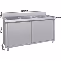 Sudoper s ormarićem ECO - inox - 1800 x 700 mm - sa 2 korita - korita desno