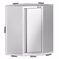 Ugaona zidna ormarić od nehrđajućeg čelika – 700 x 700 mm – sa krilnim vratima – visina: 1000 mm