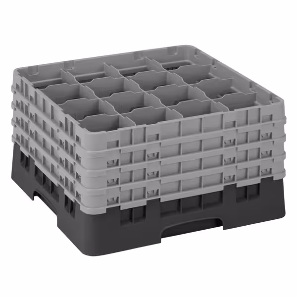CAMBRO | CAMRACK® – Glasdiskkorg 1/1 – 16 fack – med 4 förlängare – 500x500 mm – Svart