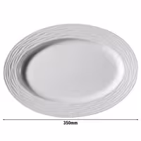 (12 adet) SEA WAVE - Sunum Tabağı Oval Düz - Porselen, 350x350mm, Beyaz