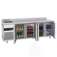 Rashladni pult PREMIUM - 2360x720 mm - 540 l - Ventilirano hlađenje - s 4 vrata - s 1 korita - Leđni podignuti rub