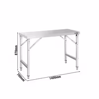 Paslanmaz Çelik Çalışma Tezgahı - Katlanabilir - 1400x700mm
