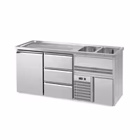 Direct Draw Beer Dispenser / Kegerator PREMIUM – 1-Door – 2 Right Sinks, 3 Cooled Drawers – 1950×700 mm