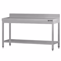 Delovna miza iz nerjavečega jekla ECO – 1800 x 600 mm – z dnom in robom