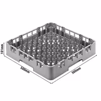 CAMBRO | CAMRACK® - Košara za pranje tanjura 1/1 - 9x9 odjeljaka - 500x500 mm - Siva boja