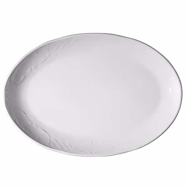(12 adet) CLASSICO - Düz Tabak - Oval - Porselen, 360x360mm, Beyaz