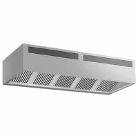 Campana central profesional con inducción de aire - 2800mm - sin motor - con filtros de lamas - LED - bandeja recogegrasas