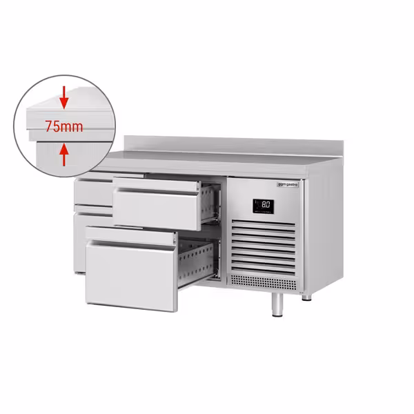 Rashladni pult PREMIUM PLUS - 1468x600 mm - 250 l - s 4 ladica - Ventilirano hlađenje - Podignuti rub
