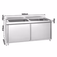 PREMIUM ormarić za pranje lonaca – 1800 x 600 mm – s 2 sudona